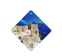 Poezjzw Santorini - Juego de 6 piezas con patrón de vista al mar de la isla griega con aroma a lavanda, aroma de coche, fragancia cuadrada para colgar se aplica a zapatos de armario
