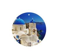 Poezjzw Santorini - Patrón de vista al mar de la isla griega de Santorini, aroma de lavanda, aroma de coche, forma redonda, fragancia colgante que se aplica al armario de zapatos