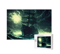 Poezjzw Sea Spooky Ship - Rompecabezas clásico para adultos, 300 piezas, rompecabezas de madera moderno para decoración del hogar, juego intelectual, 40 x 28 cm