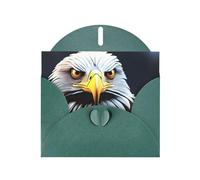 POEZJZW Sharp Eagle Eyes - Tarjetas de Navidad de papel perlado, con sobres verde oscuro, tarjetas de agradecimiento, boda, día de San Valentín, 10 unidades