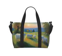 Poezjzw Sheep Walking Leisurely Travel Duffle Bag Weekender Carry On Tote Bags for Women Hospital Bags for Labor and Delivery Overnight Luggage Bag, Black, One Size, Negro, One Size