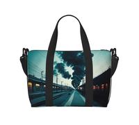Poezjzw Smokey - Bolsa de viaje con estación de tren para fin de semana, bolsas de transporte para mujeres, bolsas de hospital para trabajo de parto y parto, bolsa de equipaje nocturna, color negro,