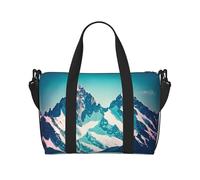 Poezjzw Snow On Top Of A Mountain - Bolsa de viaje para fin de semana, bolsas de mano de mano para mujer, bolsas de hospital para trabajo de parto y parto, bolsa de equipaje nocturna, color negro,