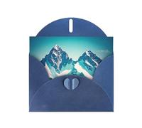 POEZJZW Snow On Top Of A Mountain Pearl Tarjetas de Navidad de papel, con sobres azules, tarjetas de agradecimiento, boda, día de San Valentín, 10 unidades