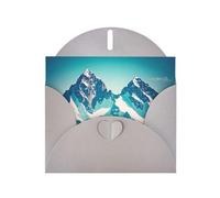 POEZJZW Snow On Top Of A Mountain Pearl Tarjetas de Navidad de papel, con sobres grises, tarjetas de agradecimiento, boda, día de San Valentín, 10 unidades