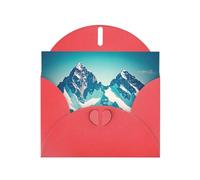 POEZJZW Snow On Top Of A Mountain Pearl Tarjetas de Navidad de papel, con sobres rojos, tarjetas de agradecimiento, boda, día de San Valentín, 10 unidades