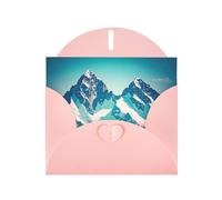 POEZJZW Snow On Top Of A Mountain Pearl Tarjetas de Navidad de papel, con sobres rosas, tarjetas de agradecimiento, boda, día de San Valentín, 10 unidades