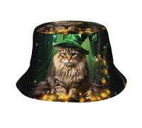 POEZJZW Sombrero de bruja con estampado de gato en sombrero de bruja, sombrero de sol UV, adecuado para jardinería, playa, camping, pesca, color negro