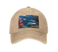 POEZJZW Submarine - Gorra de béisbol con patrón de coral de tiburón para hombres y mujeres, sombreros de vaquero ajustables, unisex, color negro, natural, Talla única