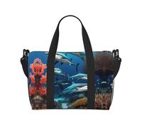Poezjzw Submarine Shark Coral - Bolsa de viaje para fin de semana, bolsas de mano de mano para mujer, bolsas de hospital para trabajo de parto y parto, bolsa de equipaje nocturna, color negro, talla
