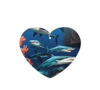 Poezjzw Submarine Shark Coral Pattern - Ambientadores para coche, 4 unidades, en forma de corazón, para colgar, aromaterapia, ambientadores perfumados para dormitorio y baño