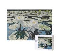 Poezjzw Summer Lotus Pond Classic - Rompecabezas de madera de 300 piezas, decoración moderna del hogar, juego intelectual de 28 x 40 cm