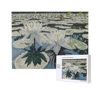 Poezjzw Summer Lotus Pond Classic - Rompecabezas de madera de 500 piezas, decoración moderna del hogar, juego intelectual, 38 x 52 cm