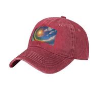 POEZJZW Sun High in The Sky - Gorra de béisbol ajustable para cola de caballo, estilo vintage, para gimnasio, para mujeres, hombres y mujeres, color negro, rosso, Talla única