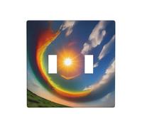 Poezjzw Sun High in The Sky - Placa decorativa para interruptor de luz, 2 bandas, cubierta de interruptor de palanca doble, 4.5 x 4.5 pulgadas