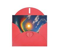 POEZJZW Sun High In The Sky - Tarjetas de Navidad de papel perlado, con sobres rojos, tarjetas de agradecimiento, boda, día de San Valentín, 10 unidades