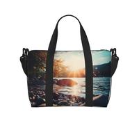 Poezjzw Sunset Stream - Bolsa de viaje para equipaje de mano, resistente al agua, para fin de semana, para la noche, plegable, Negro -, Talla única