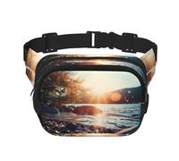 Poezjzw Sunset Stream - Riñonera de viaje adecuada para correr, ciclismo y aventuras al aire libre, almacenar teléfonos móviles y tarjetas de crédito, Negro -, Talla única