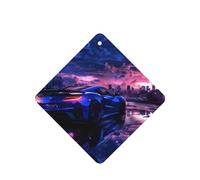 Poezjzw Supercar In Future - Ambientadores de coche con patrón de puesta de sol, 6 unidades, tabletas cuadradas de aromaterapia, ambientadores perfumados para dormitorio y baño