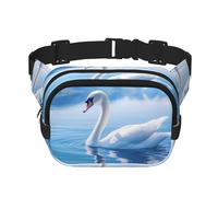 Poezjzw Swan In Lake - Riñonera de viaje adecuada para correr, ciclismo y aventuras al aire libre, almacenar teléfonos móviles y tarjetas de crédito, negro, talla única, color negro, Black, Talla