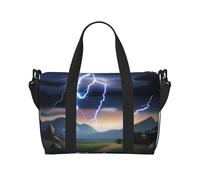 Poezjzw Sword And Lightning - Bolsa de viaje para fin de semana, bolsa de mano para mujer, bolsas de hospital para trabajo de parto y parto, bolsa de equipaje nocturna, color negro, talla única, color