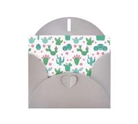 POEZJZW Tarjeta de felicitación en blanco de papel perlado con ilustración de cactus sin costuras, adecuada para cumpleaños, boda, fiesta, invitación con sobre gris