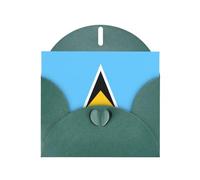 POEZJZW Tarjetas de Navidad de papel perlado de la bandera de Santa Lucía, con sobres verde oscuro, tarjetas de agradecimiento, boda, día de San Valentín, 10 unidades