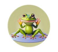 POEZJZW The Funny Frog Doing Yoga - Alfombrilla redonda para ratón, bonita alfombrilla de ratón, base de goma antideslizante con borde cosido, tamaño pequeño de 7.9 x 7.9 pulgadas