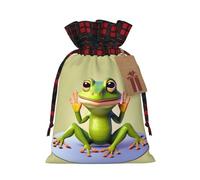 POEZJZW The Funny Frog Doing Yoga - Bolsa de regalo con cordón para aperitivos, bolsa de caramelos, perfecta para celebraciones, Navidad, cumpleaños, fiestas, etc