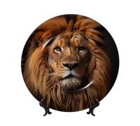 POEZJZW The Lion's Gaze - Plato decorativo de porcelana de hueso, para manualidades, decoración perfecta para el hogar, oficina y cafetería, 6 pulgadas