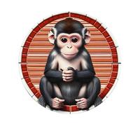 POEZJZW The Silent Monkey - Alfombrilla redonda para ratón, bonita alfombrilla de ratón, base de goma antideslizante con borde cosido, tamaño pequeño de 7.9 x 7.9 pulgadas