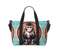 Poezjzw The Silent Monkey - Bolsa de viaje para fin de semana, bolsa de mano para mujer, bolsas de hospital para trabajo de parto y parto, bolsa de equipaje nocturna, color negro, talla única, Negro,