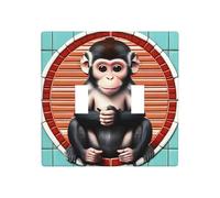 Poezjzw The Silent Monkey - Placa decorativa para interruptor de luz, 2 bandas, cubierta de interruptor de palanca doble, 4.5 x 4.5 pulgadas