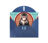 POEZJZW The Silent Monkey - Tarjetas de Navidad de papel perlado, con sobres azules, tarjetas de agradecimiento, boda, día de San Valentín, 10 unidades
