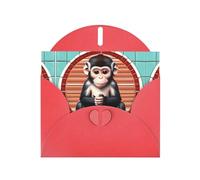 POEZJZW The Silent Monkey - Tarjetas de Navidad de papel perlado, con sobres rojos, tarjetas de agradecimiento, boda, día de San Valentín, 10 unidades