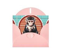 POEZJZW The Silent Monkey - Tarjetas de Navidad de papel perlado, con sobres rosas, tarjetas de agradecimiento, boda, día de San Valentín, 10 unidades