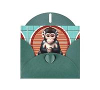 POEZJZW The Silent Monkey - Tarjetas de Navidad de papel perlado, con sobres verde oscuro, tarjetas de agradecimiento, boda, día de San Valentín, 10 unidades