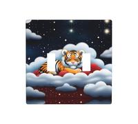 Poezjzw Tiger Cubs in The Clouds - Placa decorativa para interruptor de luz, 2 bandas, cubierta de interruptor de palanca doble, 4.5 x 4.5 pulgadas