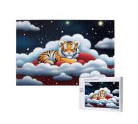 Poezjzw Tiger Cubs In The Clouds - Rompecabezas clásico de madera de 1000 piezas para decoración del hogar, juego intelectual, 75 x 50 cm