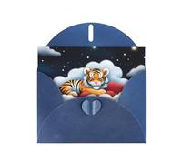 POEZJZW Tiger Cubs In The Clouds - Tarjetas de Navidad de papel perlado, con sobres azules, tarjetas de agradecimiento, boda, día de San Valentín, 10 unidades
