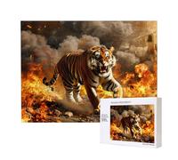 Poezjzw Tiger In The Fire - Rompecabezas clásico para adultos, 500 piezas, rompecabezas de madera moderno para decoración del hogar, juego intelectual, 52 x 38 cm