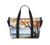 Poezjzw Tree At The Water'S Edge - Bolsa de viaje para fin de semana, bolsas de mano de mano para mujeres, bolsas de hospital para trabajo de parto y parto, bolsa de equipaje nocturna, color negro,
