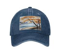 POEZJZW Tree at The Water'S Edge - Gorra de béisbol ajustable para cola de caballo, estilo vintage, para gimnasio, para mujeres, hombres, mujeres, regalos, color negro, azul marino, Talla única
