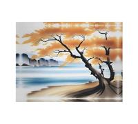 POEZJZW Tree At The Water'S Edge - Manta de franela con patrón de 50 x 40 pulgadas, para sofá, cama, noche de cine, campamento y viajes