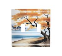 Poezjzw Tree at The Water'S Edge - Placa decorativa para interruptor de luz, 2 bandas, cubierta de interruptor de palanca doble, 4.5 x 4.5 pulgadas