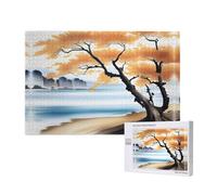 Poezjzw Tree At The Water'S Edge - Rompecabezas clásico de madera de 1000 piezas, decoración moderna del hogar, juego intelectual, 75 x 50 cm