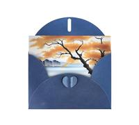 POEZJZW Tree At The Water'S Edge - Tarjetas de Navidad de papel perlado, con sobres azules, tarjetas de agradecimiento, boda, día de San Valentín, 10 unidades