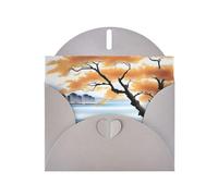 POEZJZW Tree At The Water'S Edge - Tarjetas de Navidad de papel perlado, con sobres grises, tarjetas de agradecimiento, boda, día de San Valentín, 10 unidades