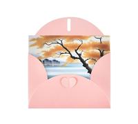 POEZJZW Tree At The Water'S Edge - Tarjetas de Navidad de papel perlado, con sobres rosas, tarjetas de agradecimiento, boda, día de San Valentín, 10 unidades