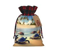 POEZJZW Turtles On The Beach - Bolsa de regalo con cordón ajustable, perfecta para celebraciones, Navidad, cumpleaños, fiestas, etc